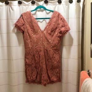 Rose Colored and Patterned Romper